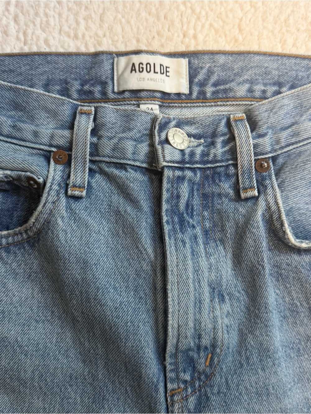 AGOLDE Cherie High Rise Blue Straight Jeans in Merit Size 24 100% Cotton - Picture 3 of 9